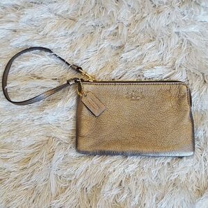 Coach Wristlet Leather Purse Wallet Brown